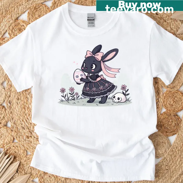 Gothic-themed bun-bun design for Easter on a T-shirt