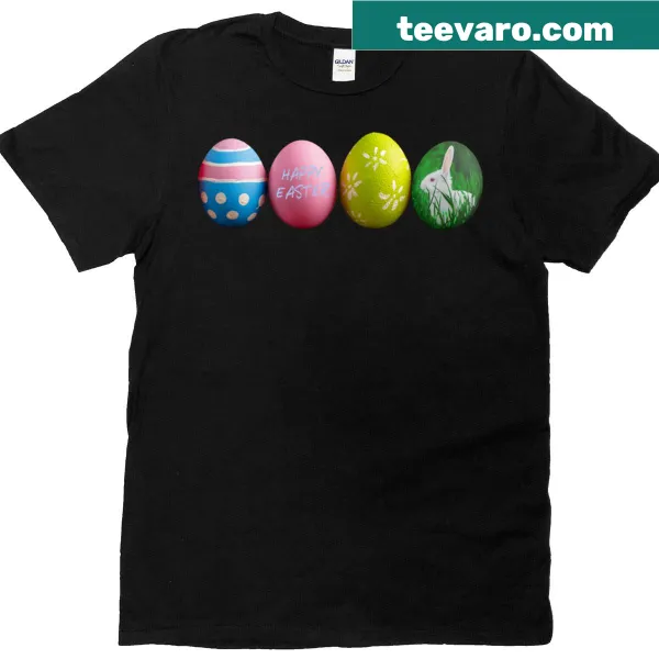 Shirt featuring four decorative Easter eggs