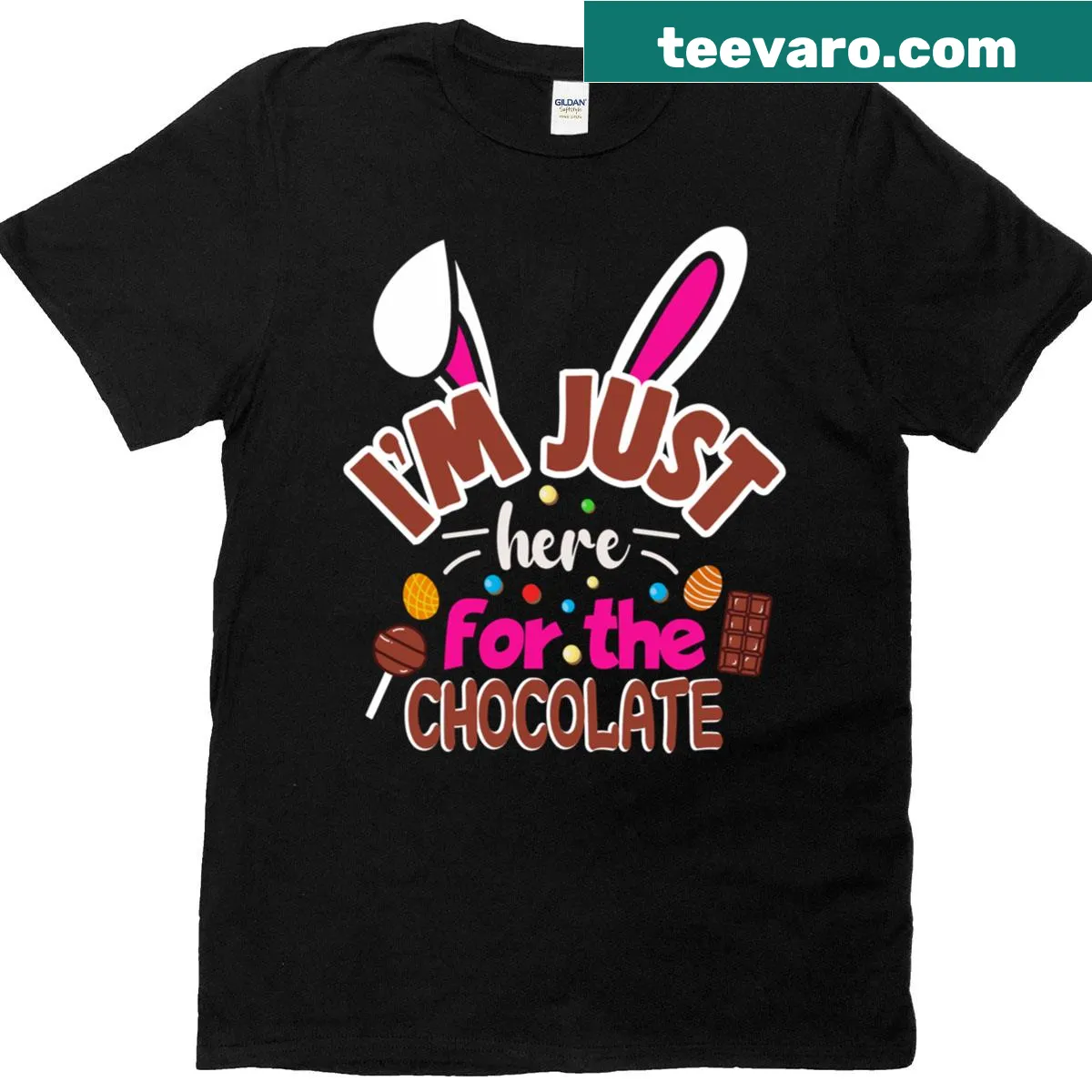 Cute t-shirt featuring a funny bunny rabbit face for Easter. — on a men's t-shirt