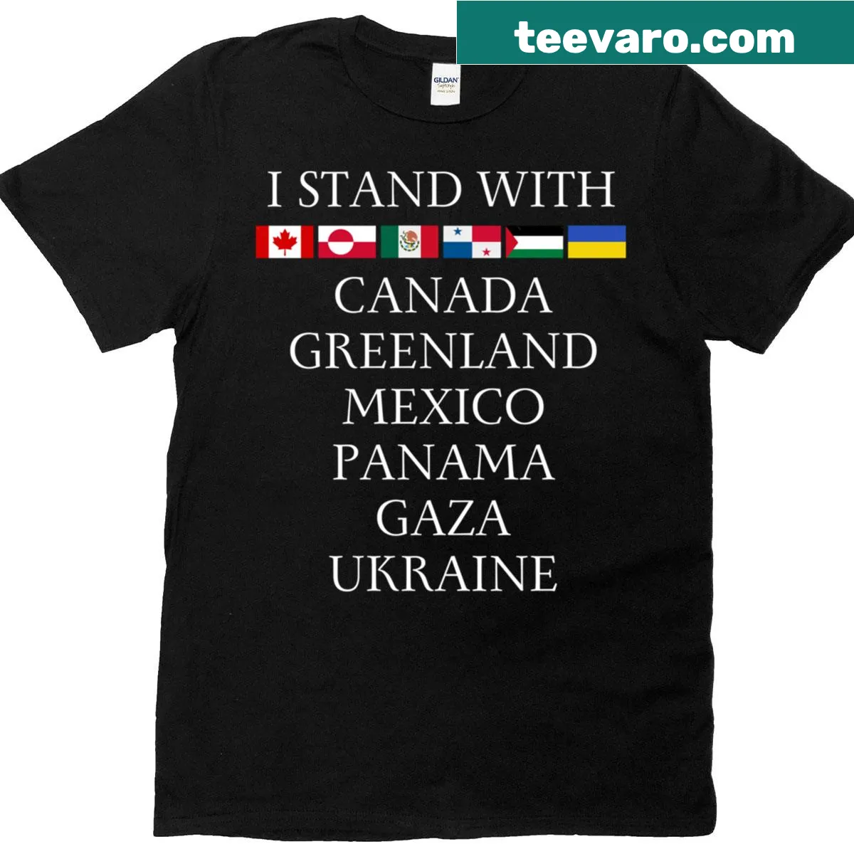 T-shirt featuring names of countries representing global unity — on a men's t-shirt