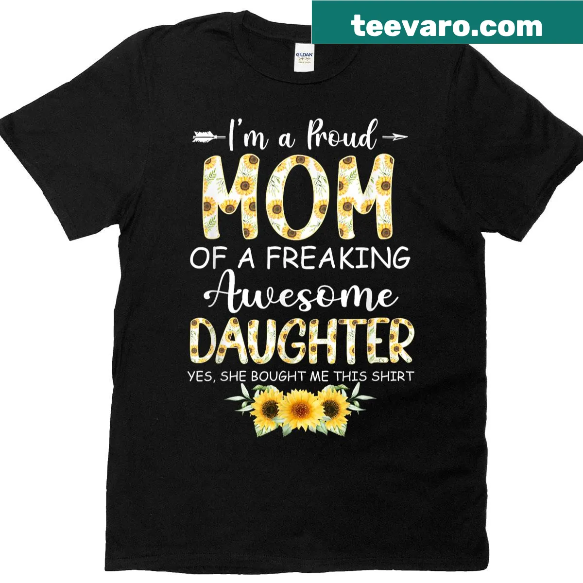 Proud mom shirt for Mothers Day with funny text — on a men's t-shirt