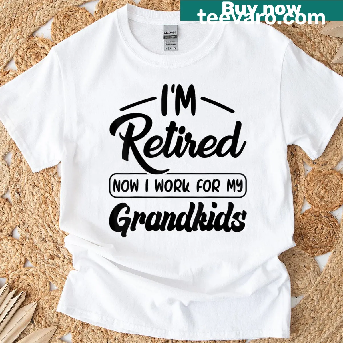 T-shirt with text 'I'm Retired, Now I Work for My Grandkids' — on a men's t-shirt