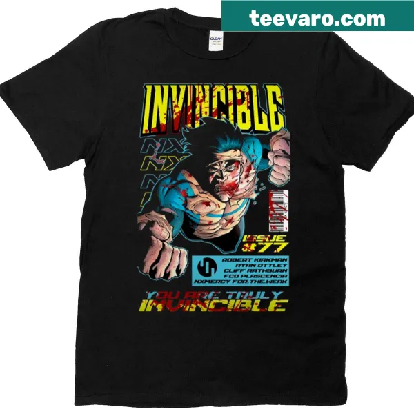Playful t-shirt with 'Invincibl' text celebrating empowerment