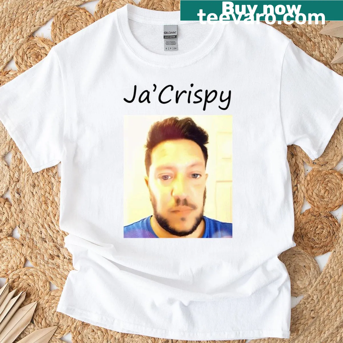 Funny cartoon design T-shirt featuring Jacrispy Sal — on a men's t-shirt