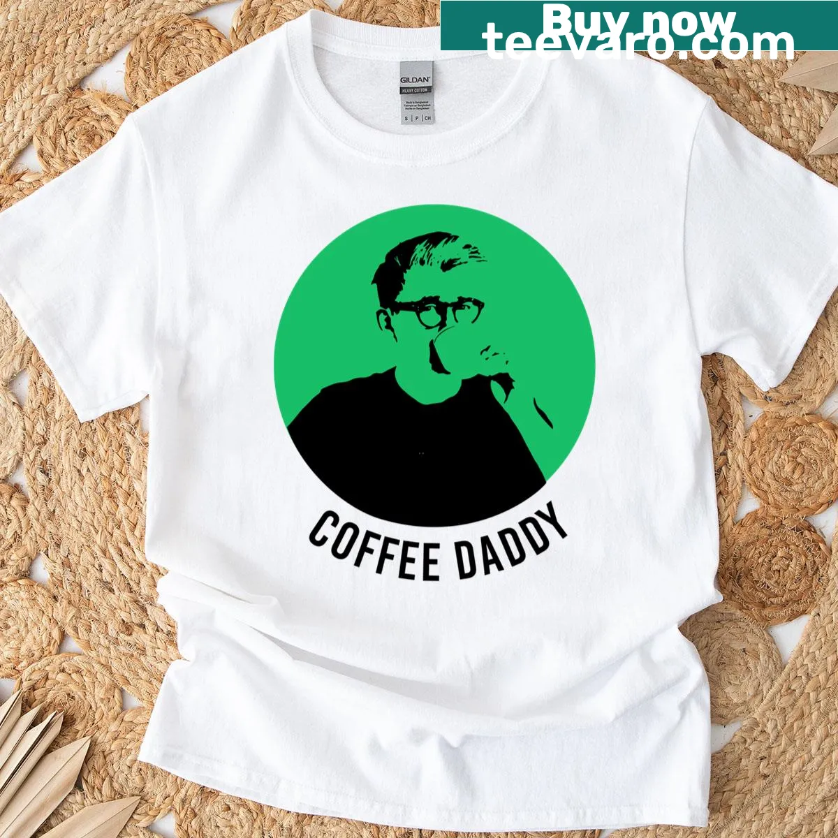 Coffee Daddy T-shirt with a playful typography design — on a men's t-shirt
