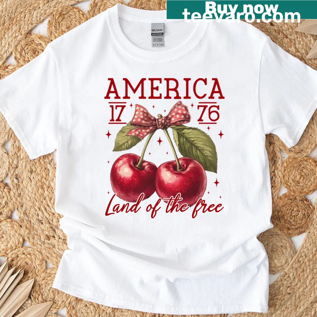 Patriotic design featuring cherries and bold text for veterans — on a men's t-shirt