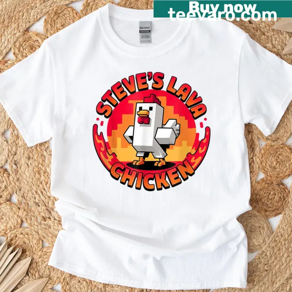 Lava chicken pixel graphic T-shirt for kids