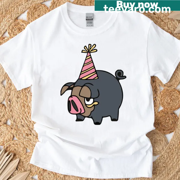 T-shirt featuring Lechonk in a birthday hat illustration