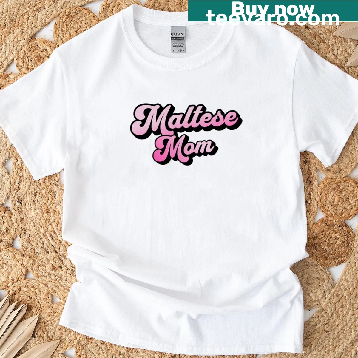Retro vintage t-shirt for Maltese moms featuring summer theme — on a men's t-shirt