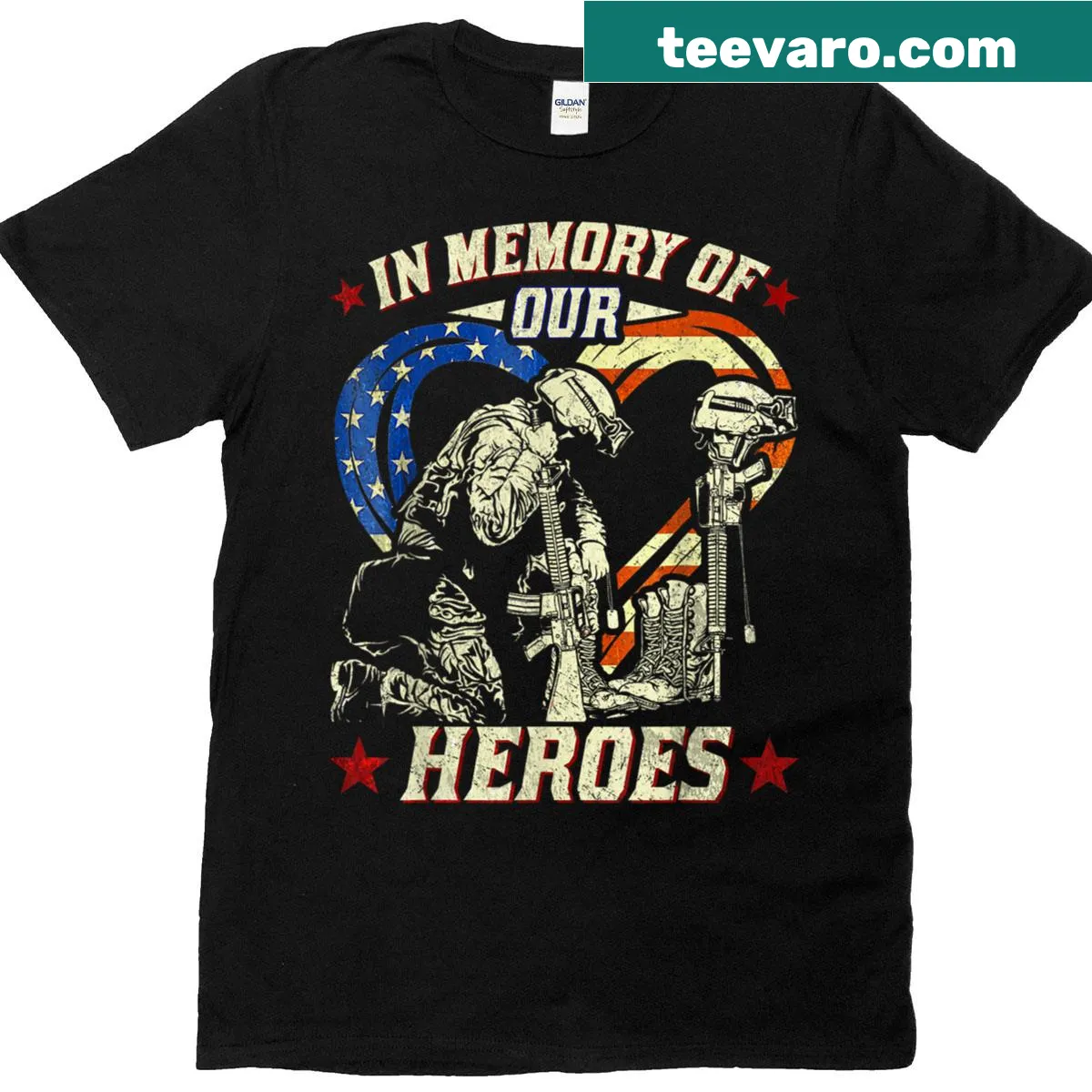 Patriotic design featuring the USA flag dedicated to veterans on a T-shirt. — on a men's t-shirt