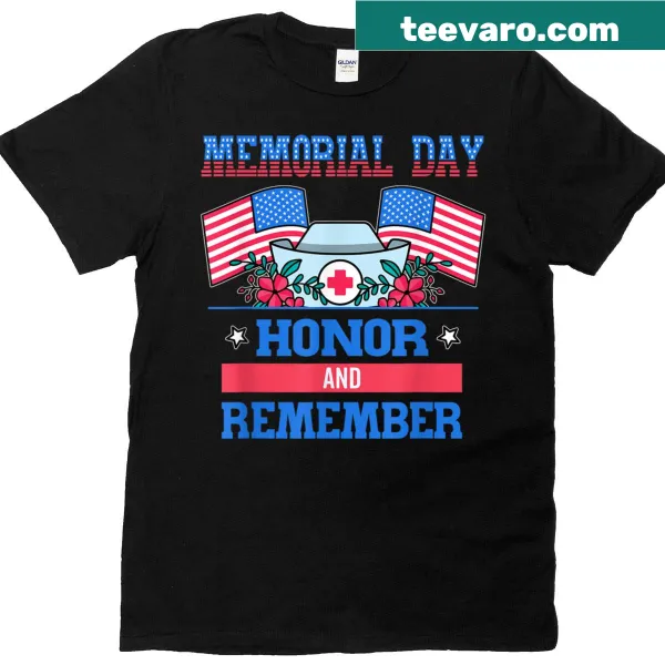 USA flag T-shirt with a message of remembrance and honor.