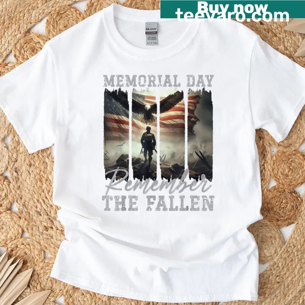 Vintage style Memorial Day shirt honoring fallen heroes with brush text