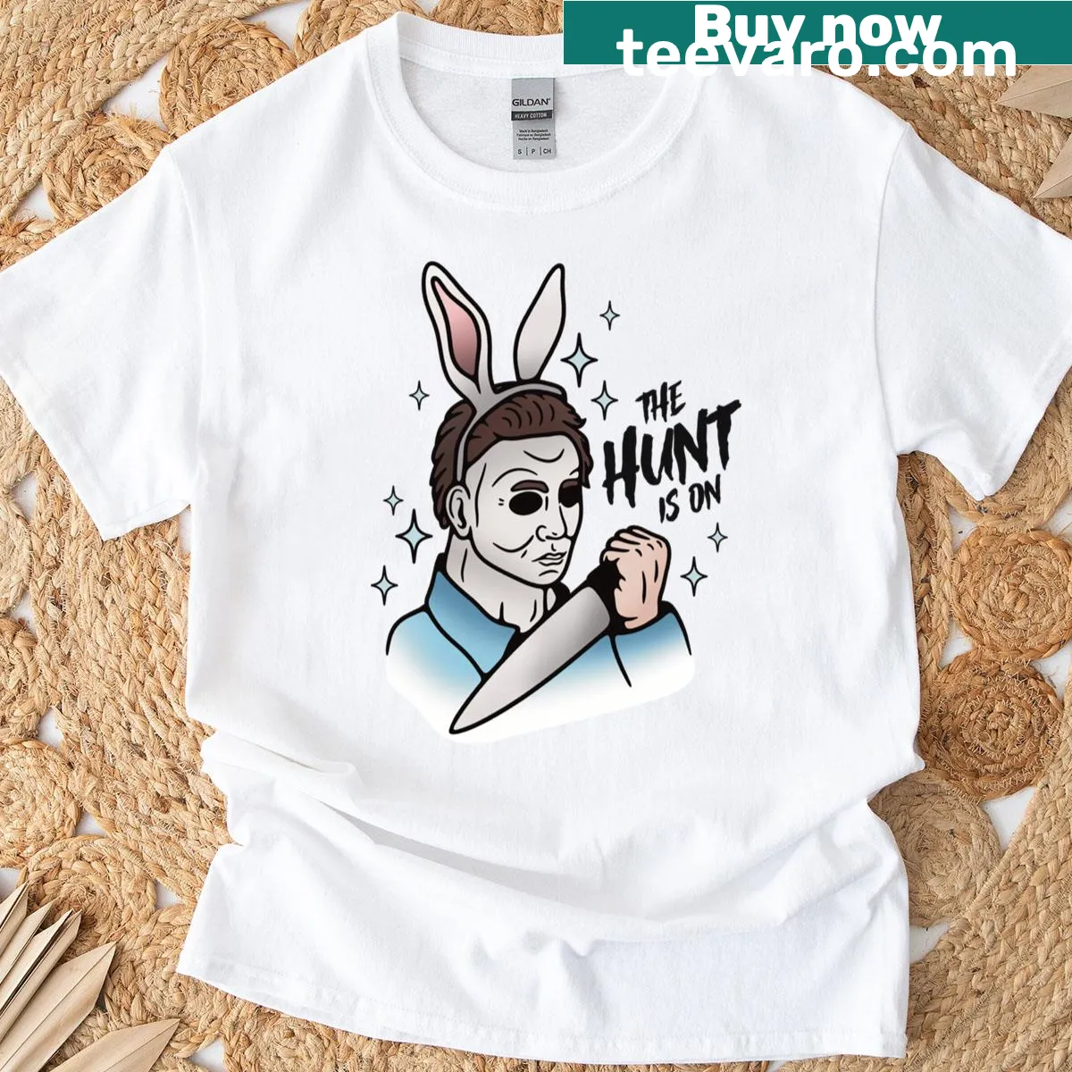 Funny graphic of Michael Myers as the Easter Bunny — on a men's t-shirt
