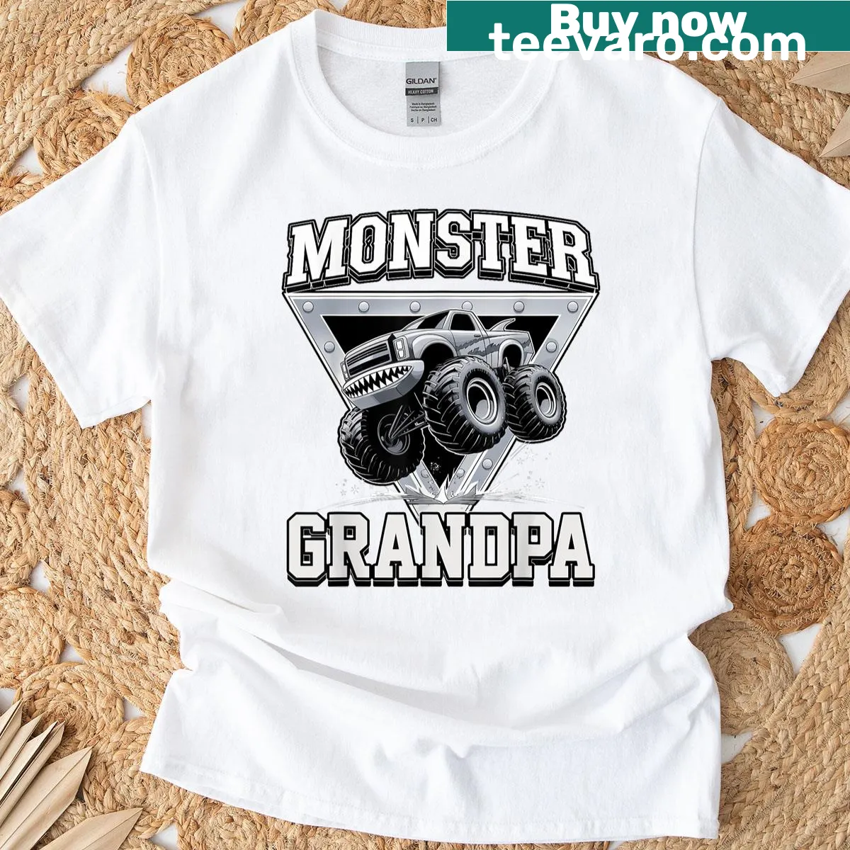 T-shirt with a monster truck design for grandpa — on a men's t-shirt