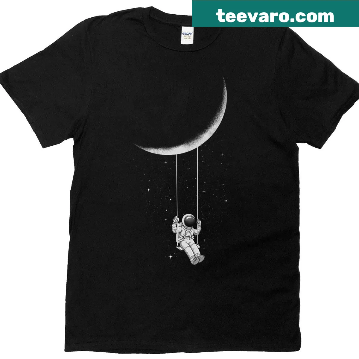 Illustration of a swing hanging from the moon on T-shirt — on a men's t-shirt