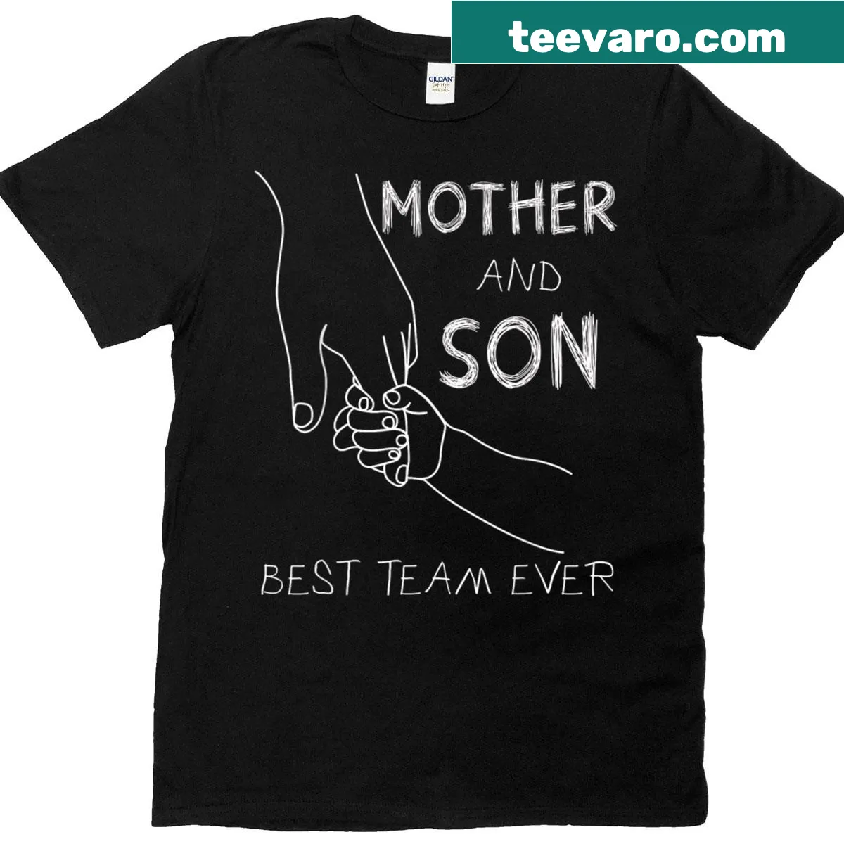 T-shirt with 'Best Team Ever' text celebrating mother-son bond — on a men's t-shirt