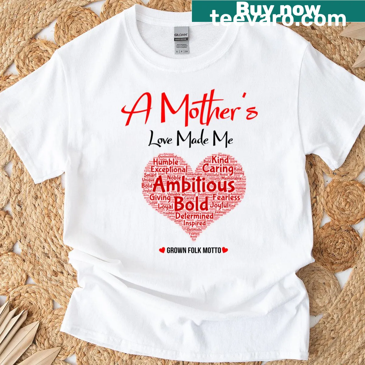 T-shirt featuring typography that reads 'Mothers Love' — on a men's t-shirt