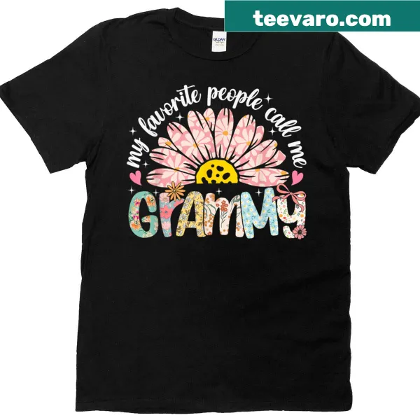 Girly t-shirt with 'My Favorite People Call Me Grammy' text for grandmas