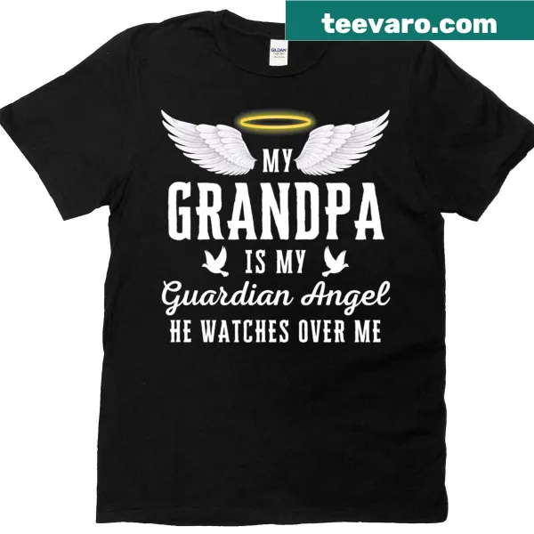 Sentimental t-shirt honoring grandpas as guardian angels