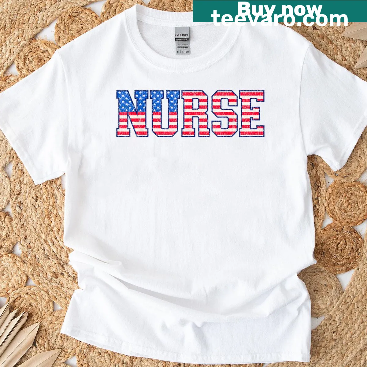 Nurse T-shirt with American flag design for Independence Day — on a men's t-shirt