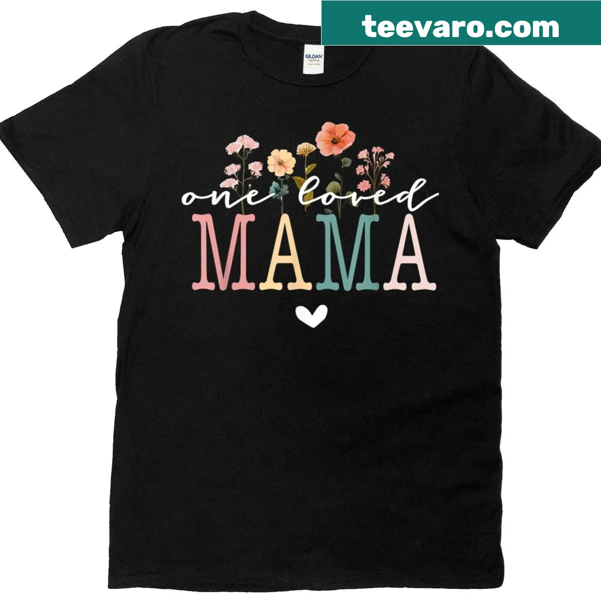 Funny 'One Loved Mama' t-shirt with playful typography — on a men's t-shirt