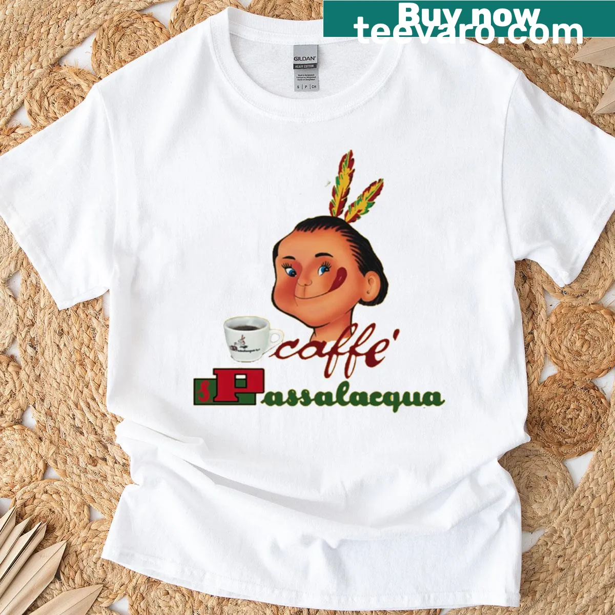 Minimalist T-shirt featuring the word 'Passalacqua' in elegant typography — on a men's t-shirt