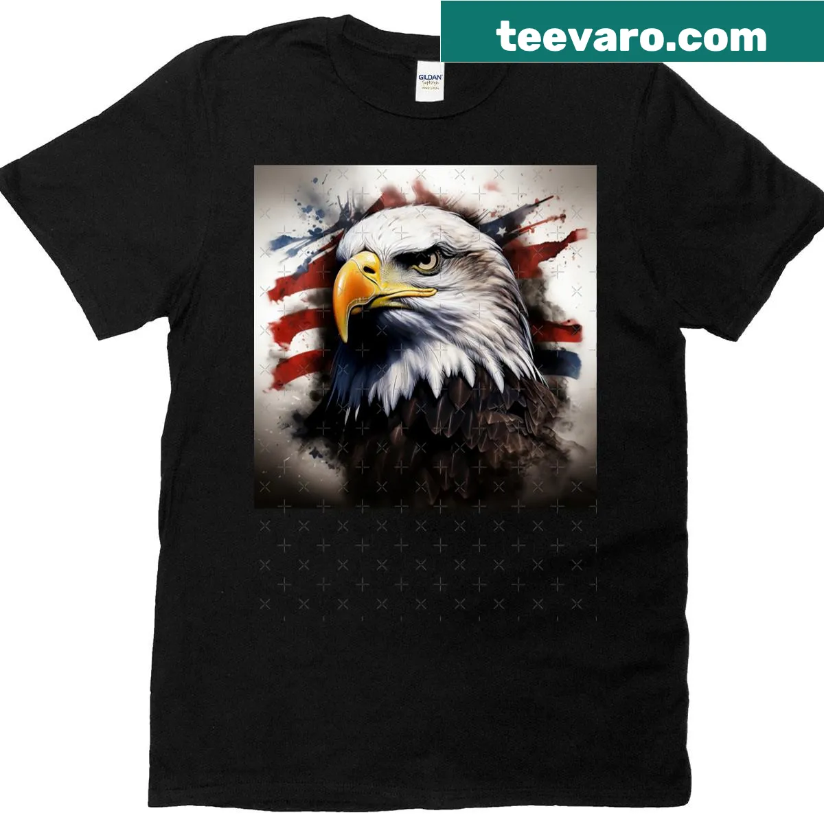 Patriotic oversized t-shirt featuring American flag and bald eagle — on a men's t-shirt