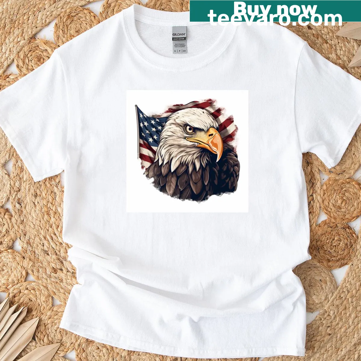 Classic American flag design T-shirt — on a men's t-shirt