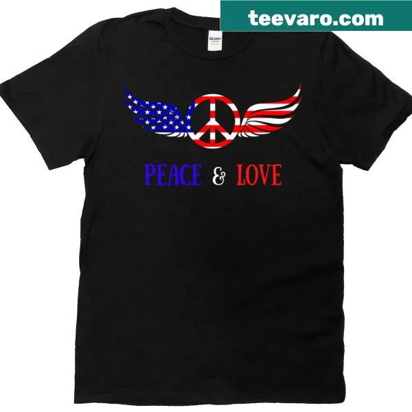T-shirt with peace and love message and patriotic design