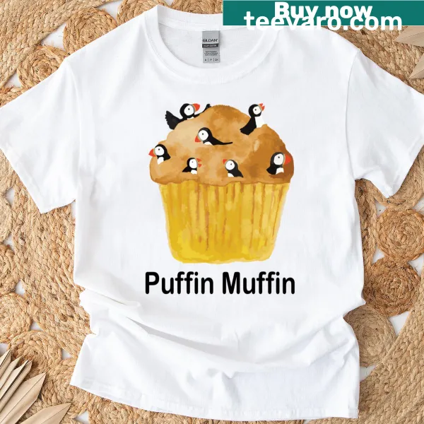 Cute cartoon puffin illustration on T-shirt