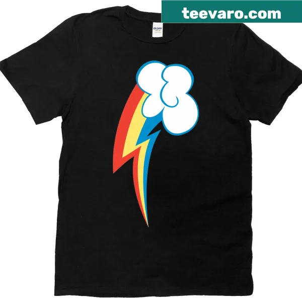 Cartoon design of Rainbow Dash from My Little Pony on a T-shirt