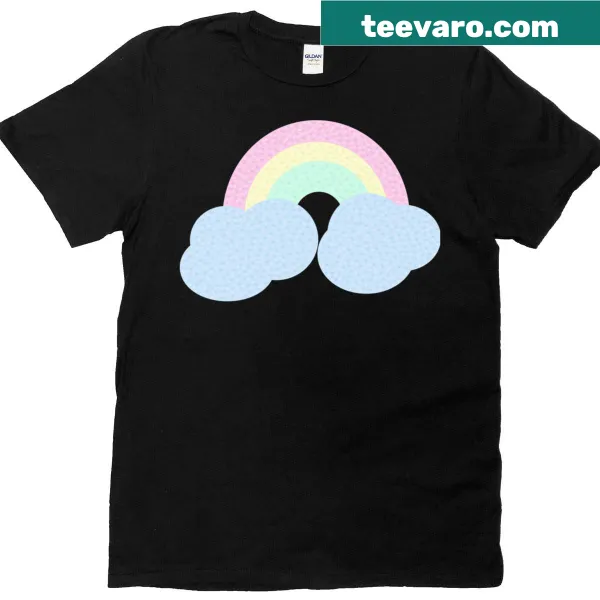 Colorful hearts in a rainbow arrangement on a T-shirt