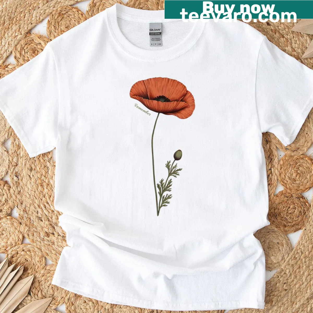 Illustration of poppies on a Memorial Day T-shirt — on a men's t-shirt