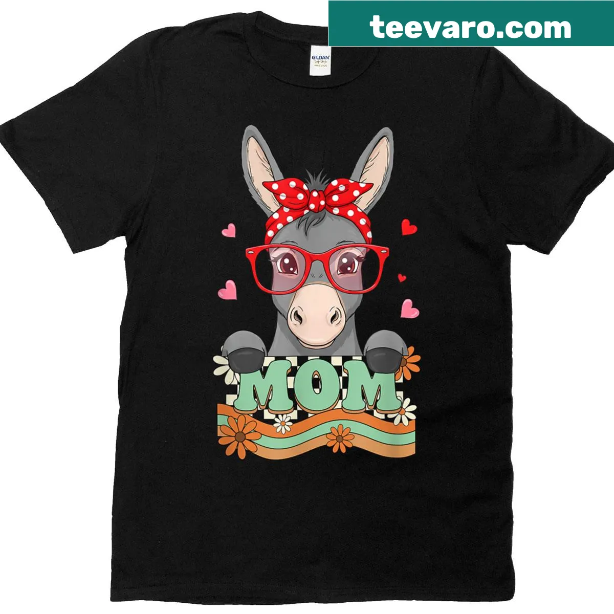 Retro flower donkey illustration T-shirt for moms and grandmas. — on a men's t-shirt
