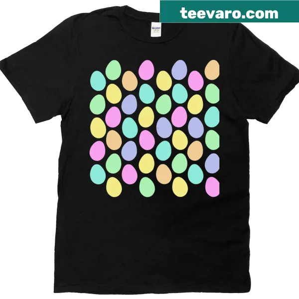 Pastel oversized t-shirt with slanted Easter egg design