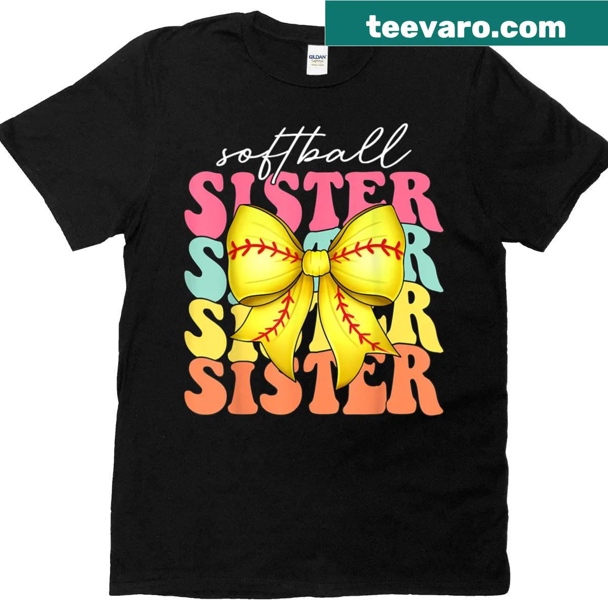 Softball bow design for sport mama mothers day t-shirt — on a men's t-shirt