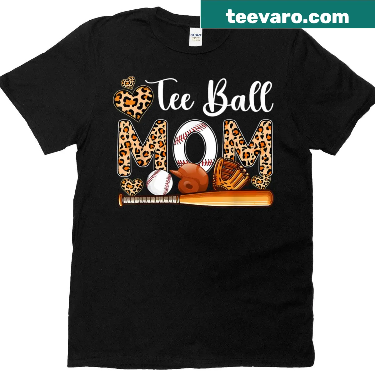 Cute leopard costume design for baseball mom T-shirt — on a men's t-shirt