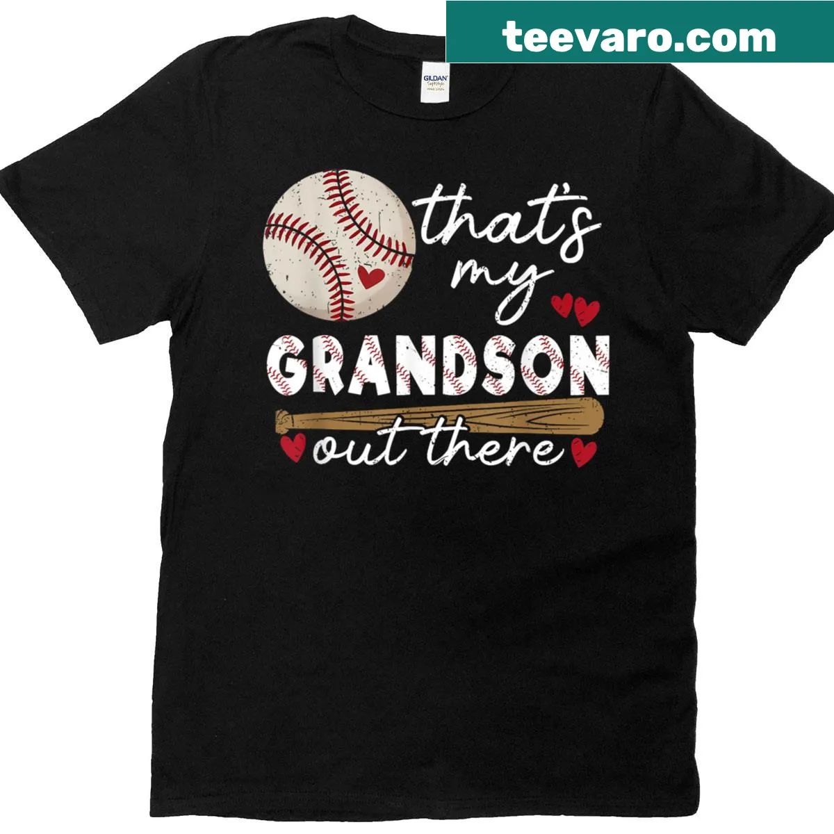 T-shirt for baseball grandmas with the phrase 'That's My Grandson Out There' — on a men's t-shirt