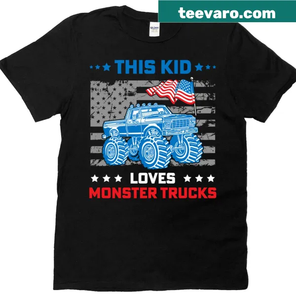 Monster truck graphic with USA flag on a t-shirt