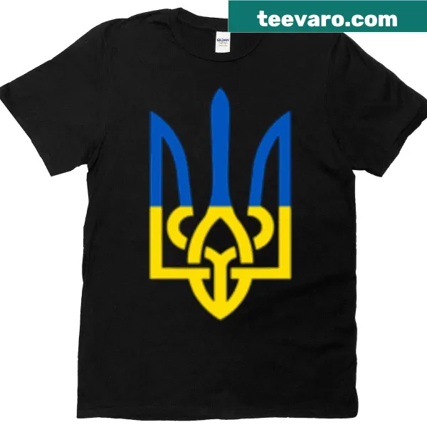 Ukrainian trident symbol and flag graphic on a t-shirt