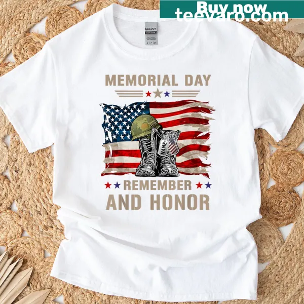 Patriotic t-shirt featuring the USA flag and text honoring patriotism