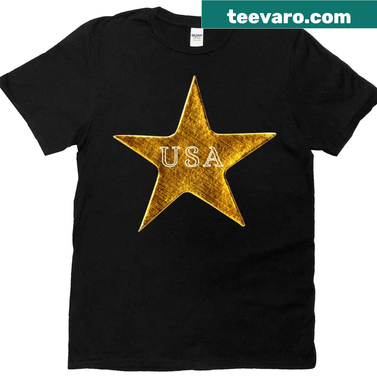 Gold Star T-shirt representing military sacrifice and honor — on a men's t-shirt