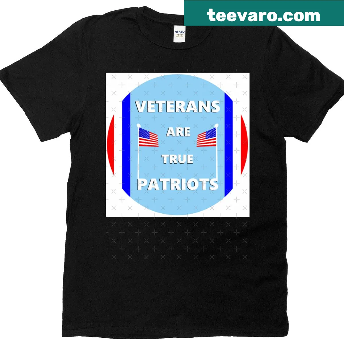 Oversized T-shirt with vintage distressed text reading 'Veterans Are TRUE Patriots' — on a men's t-shirt