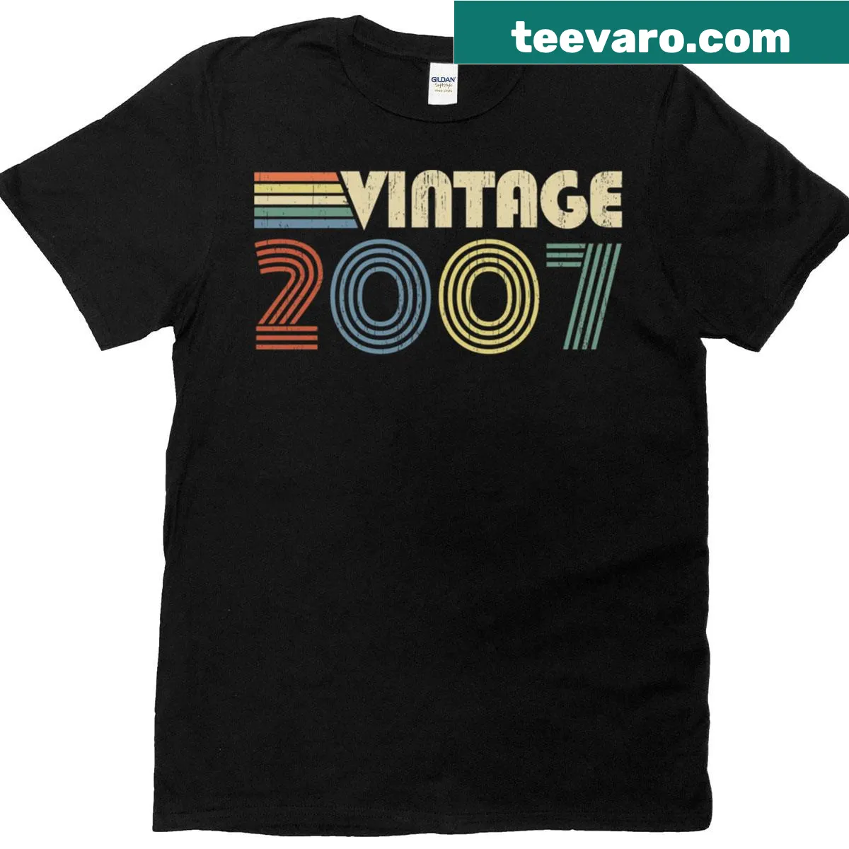 Vintage-style t-shirt celebrating 13th birthday for 2007 born kids — on a men's t-shirt