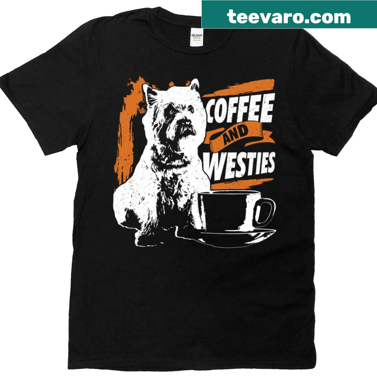 Oversized t-shirt featuring an illustration of a West Highland White Terrier — on a men's t-shirt