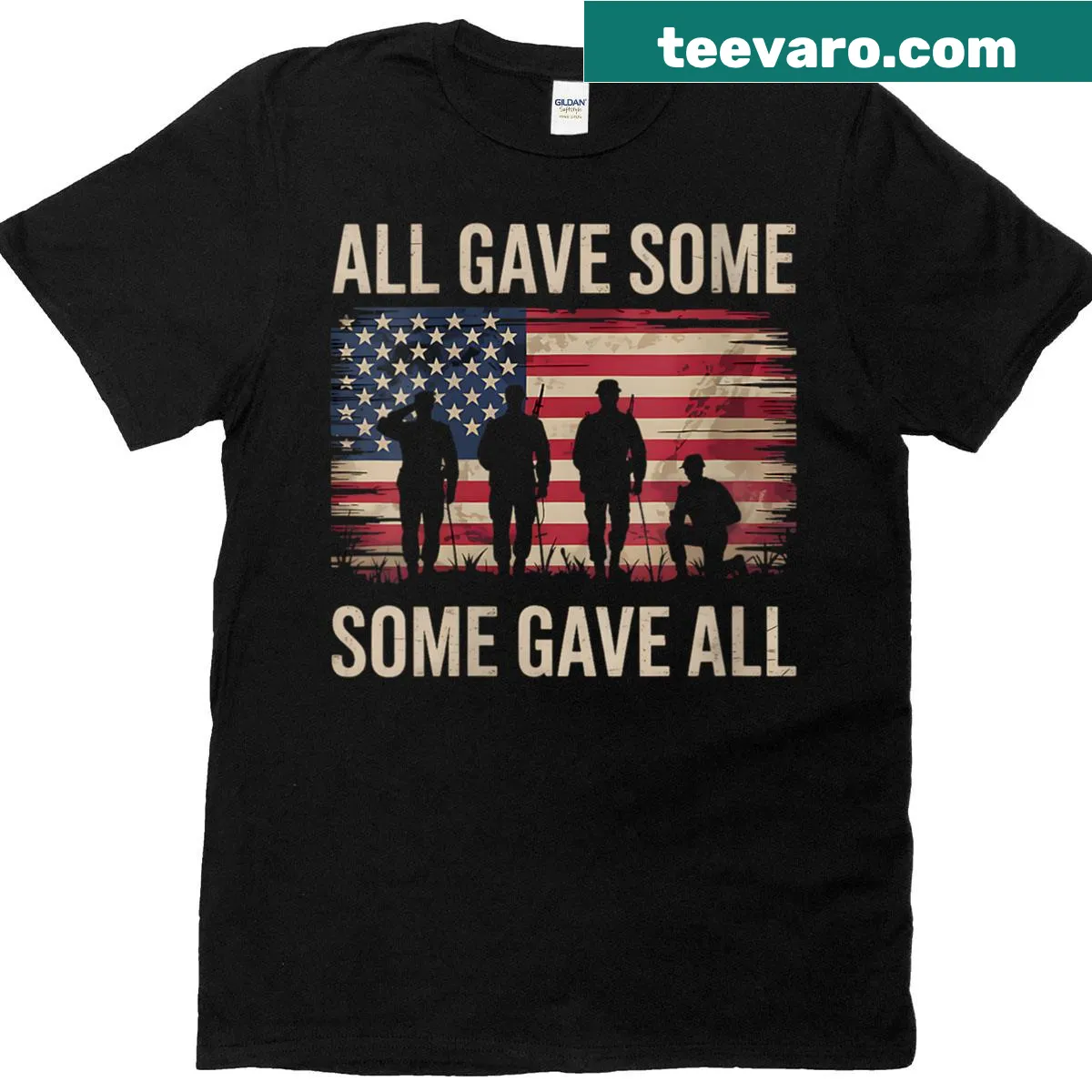 Memorial Day t-shirt with 'All Gave Some Some Gave All' text — on a men's t-shirt