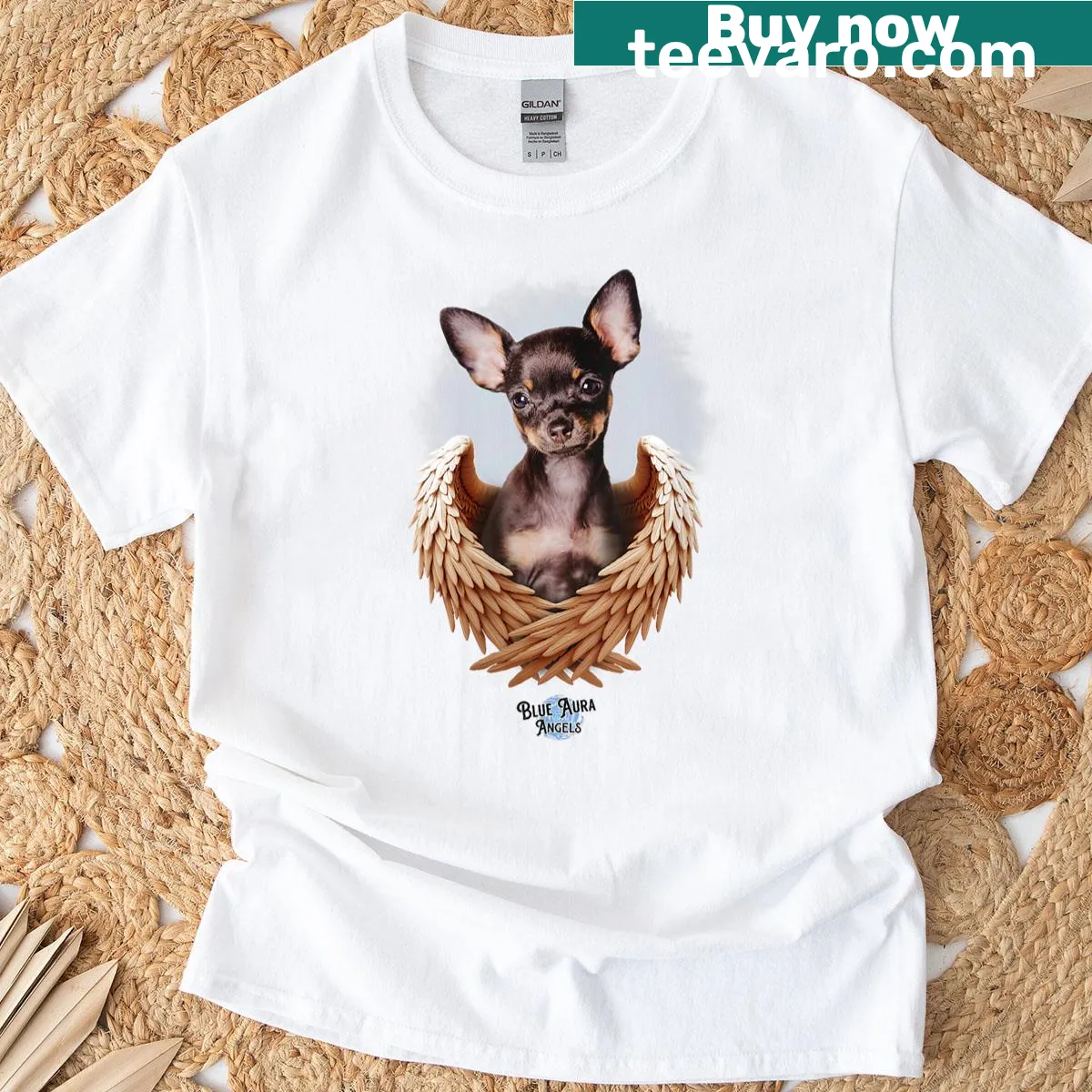 Chihuahua angel illustration as a tribute on a t-shirt — on a men's t-shirt