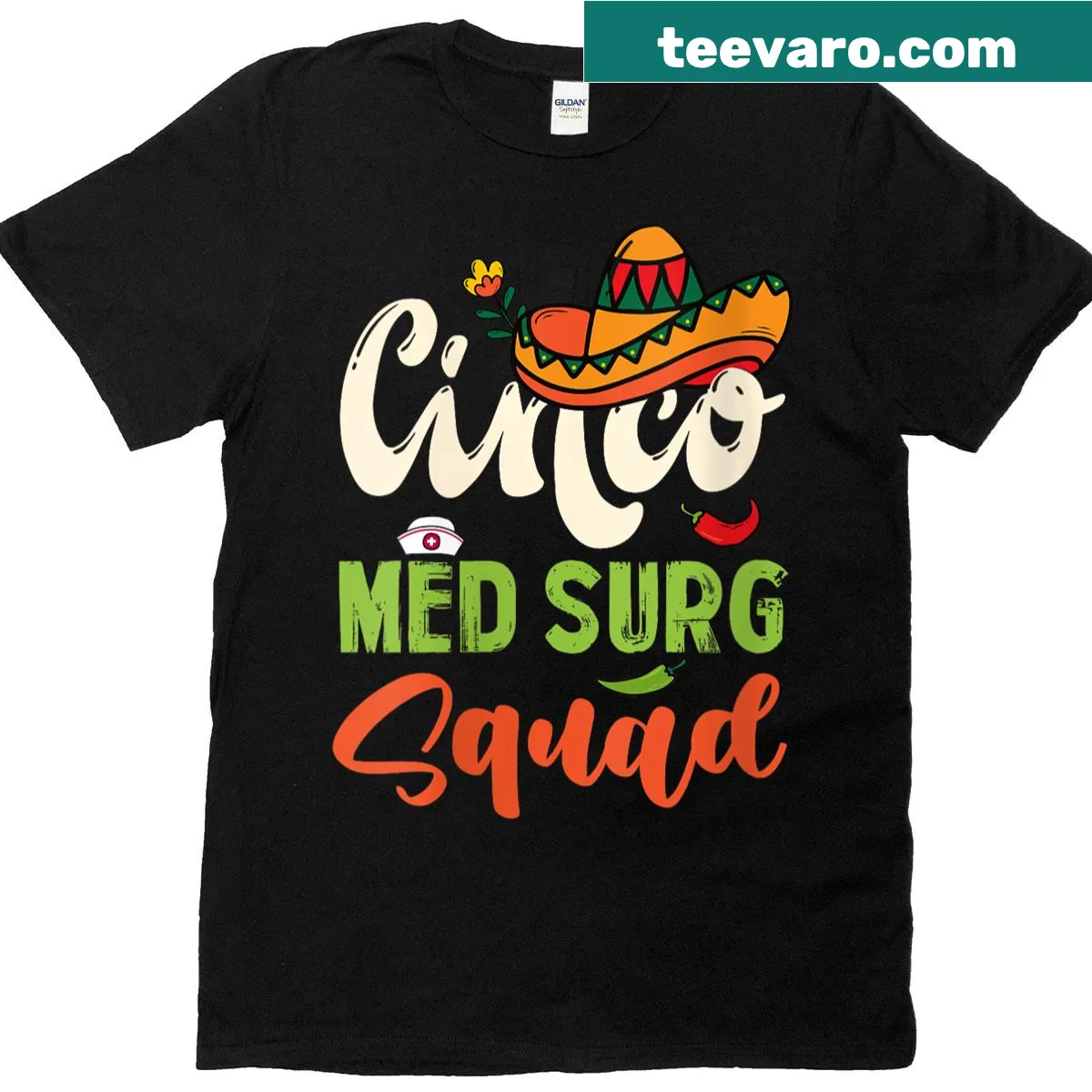Nurse-themed Cinco de Mayo graphic T-shirt — on a men's t-shirt