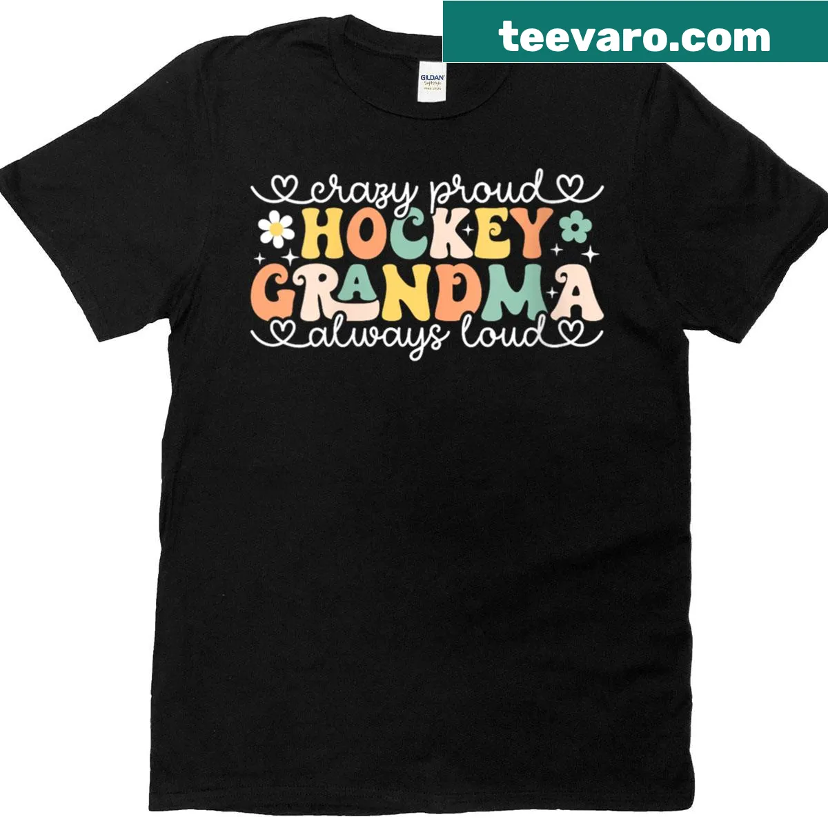 Retro Hockey Grandma graphic with bold text — on a men's t-shirt