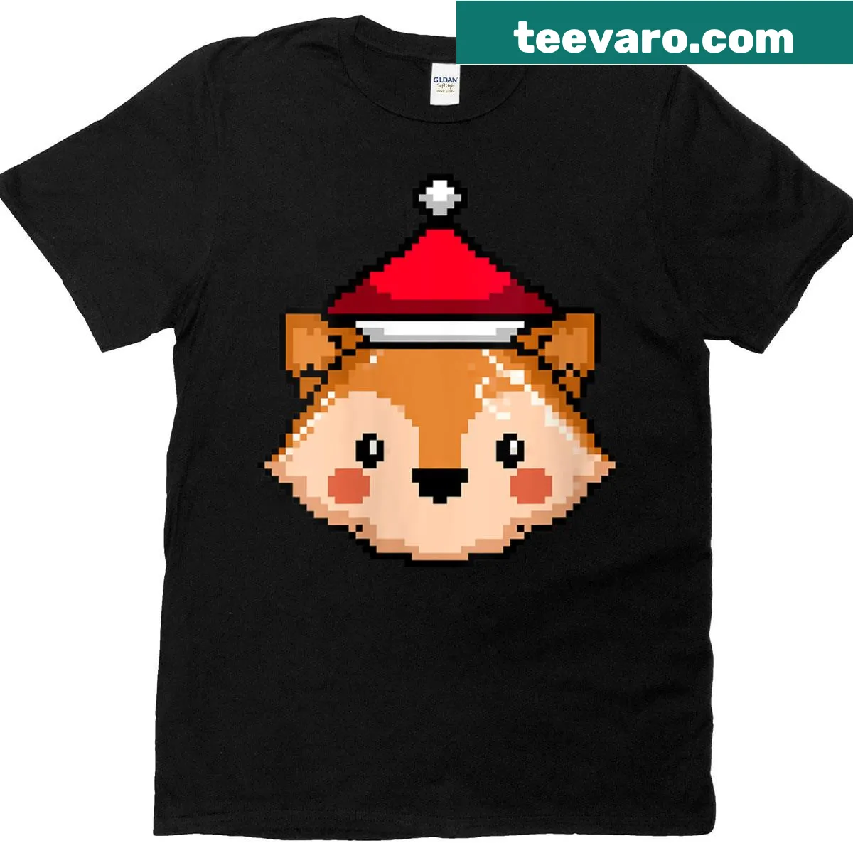 Pixelated Christmas fox design on a women's T-shirt — on a men's t-shirt